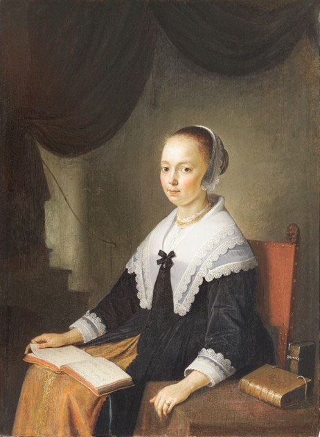 DOU Gerrit  - Portrait of a lady with music sheet