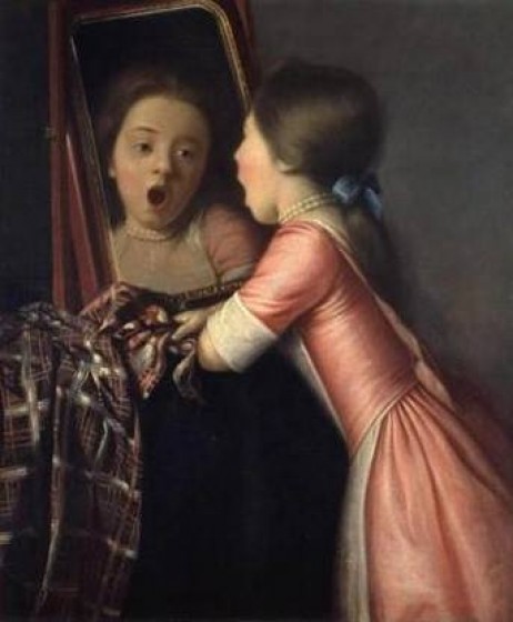 LIOTARD Jean-Étienne - Jeune fille chantant devant un miroir