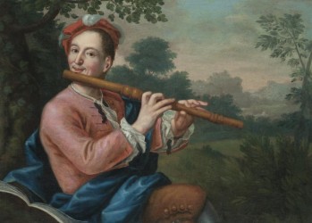 ANONYMOUS - A man playing a flute in a landscape 