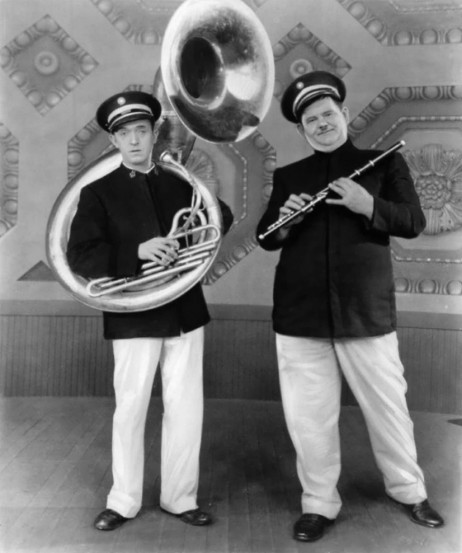 ANONYMOUS - Laurel and Hardy playing sousaphone and flute