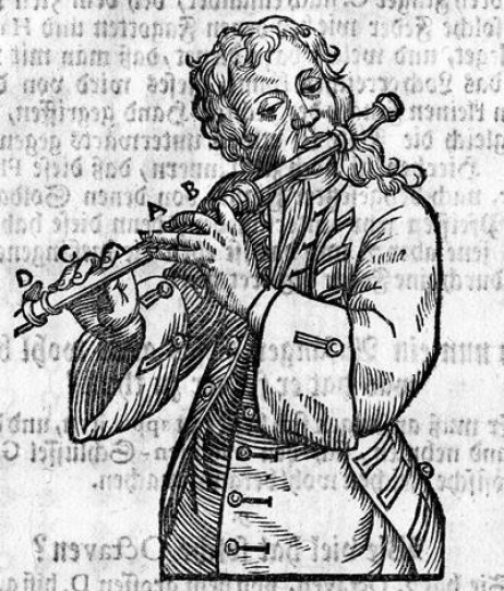 ANONYMOUS - Man playing a flute from Johann Philipp Eisel's (1698-1763) Musicus Autodidactos 