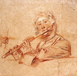 WATTEAU Jean Antoine - A man playing a flute 