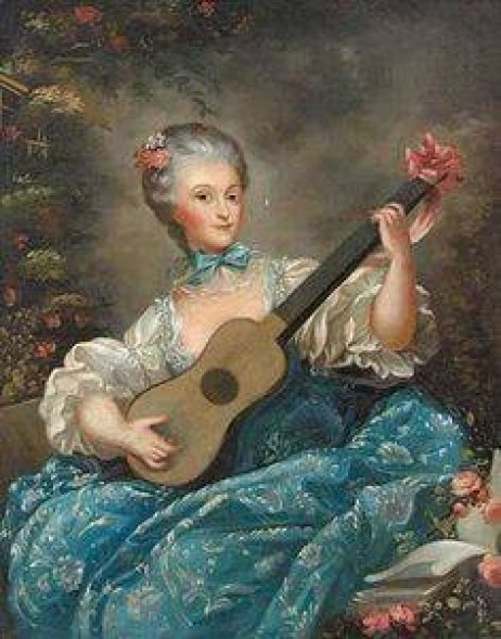 BOUCHER François - Woman with guitar