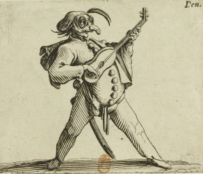 CALLOT Jacques - Comédien masqué jouant de la guitare