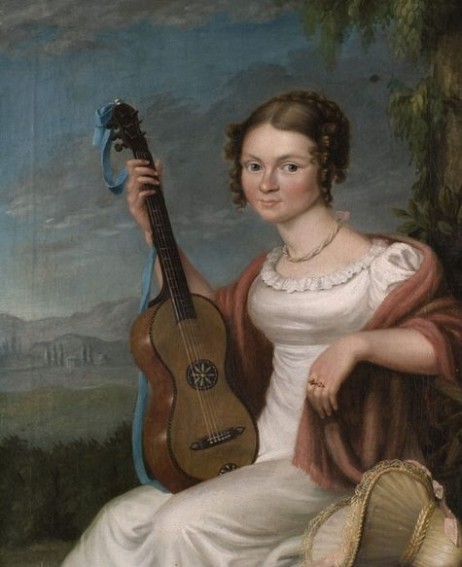 KRUEGER Franz - Junge Frau im Weissem Kleid mit Gitarre