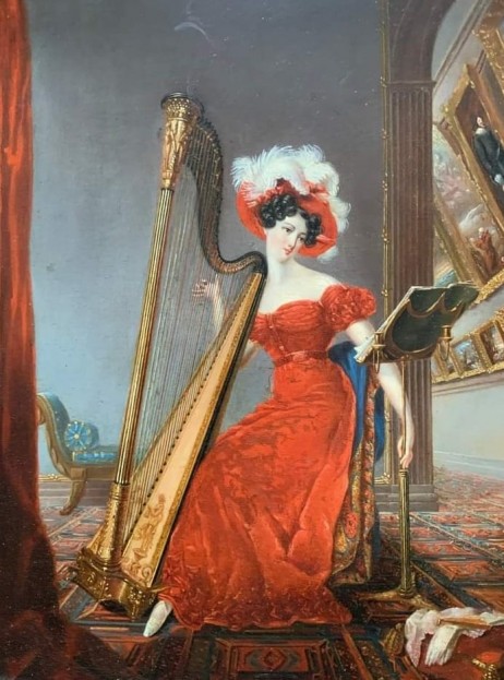 CHALON Alfred Edward  - Lady with harp