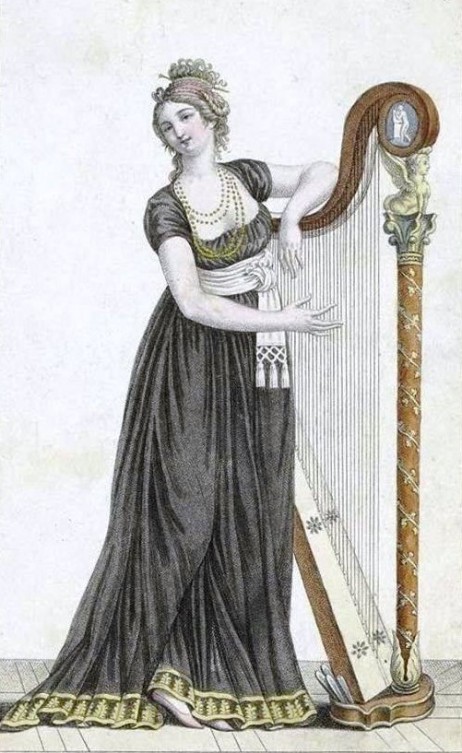 ANONYMOUS - Costume parisien, Coeffure en cheveux, tunique de crêpe noir 