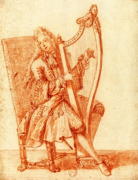 ANONYMOUS - Gentilhomme jouant de la harpe