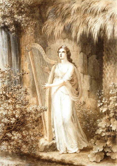 ANONYMOUS - Lady playing harp 