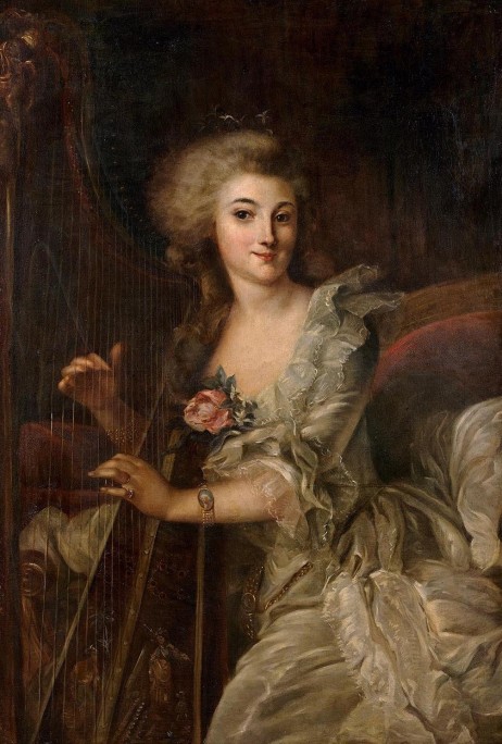 ANONYMOUS - Portrait de femme à la harpe