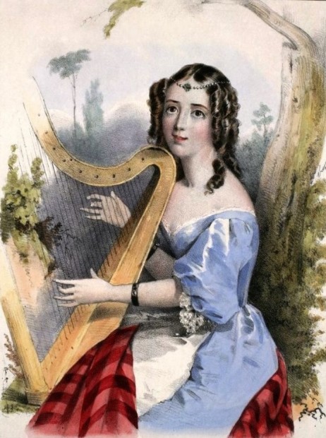 ANONYMOUS - Young woman playing harp