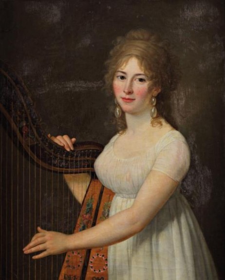 VESTIER Antoine  - (attributed) Jeune femme jouant de la harpe