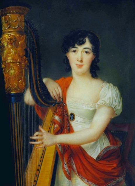 AUTISSIER Louis-Marie - A young lady tuning a harp