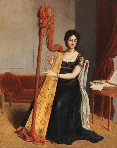 DELESTRES Caroline - Portrait de femme jouant de la harpe