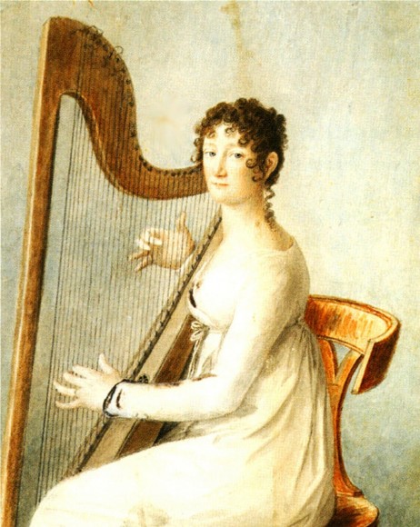 DEURER Peter Ferdinand - (attributed) Porträt einer Dame, Harfe spielend 