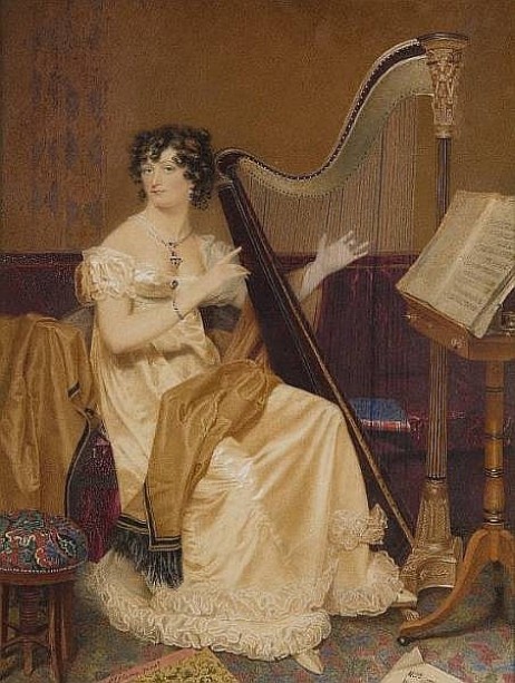 STUMP Samuel John - Portrait of a lady at her harp