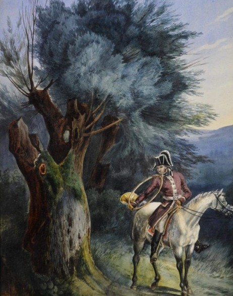 ANONYMOUS - Man playing horn on horse