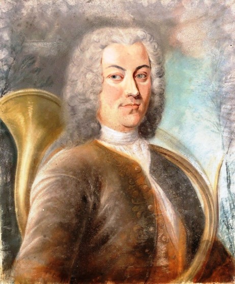 ANONYMOUS - French school, Portrait de Musicien Joueur de Cor Chasse, XVIIIe siècle