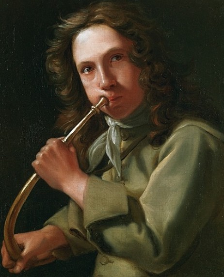 SWEERTS Michiel - Young Man playing a hunting Horn