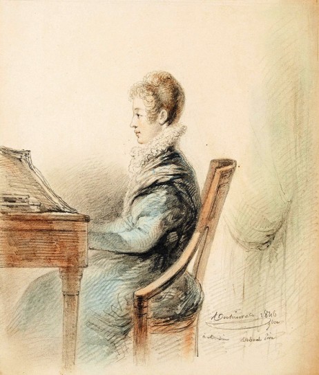 ANONYMOUS - Portrait de jeune femme jouant du piano