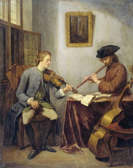 QUINKHARD Julius Henricus - A violines and a flutist playing music together