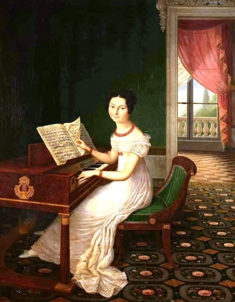 CIOR Pierre Charles - Portrait of a girl at a pianoforte 