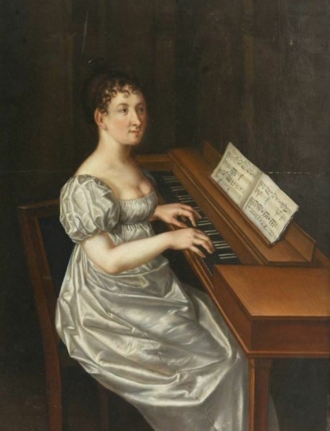ANONYMOUS - Jeune musicienne au clavecin