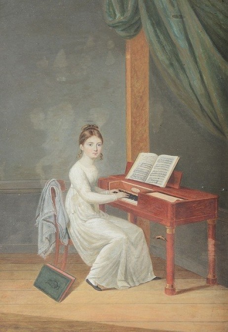 ANONYMOUS - Young lady at a piano forté 