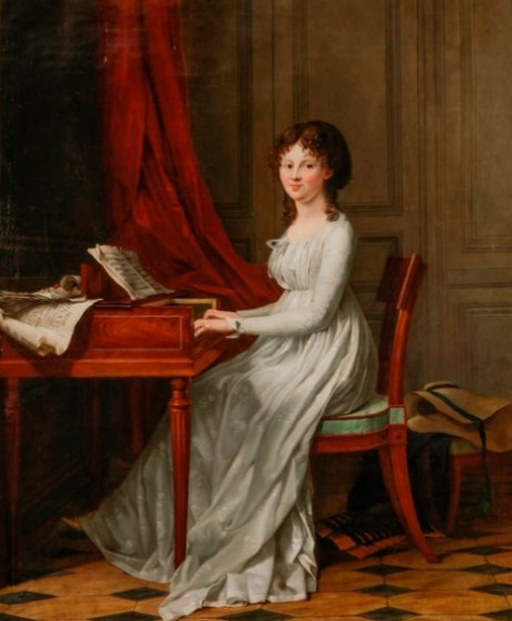 CORNET - Portrait de jeune fille jouant du clavecin - 1798