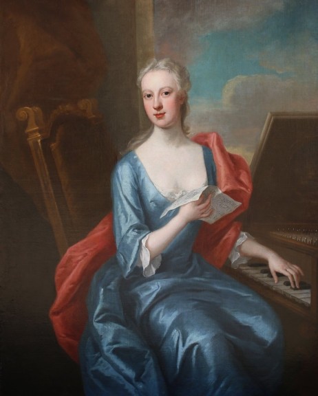 KNELLER Gottfried - A young woman playing a harpsichord
