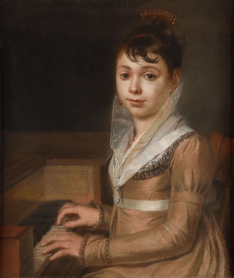PETIT DE VILLENEUVE Claude-François-Henry - Jeune femme jouant du clavecin
