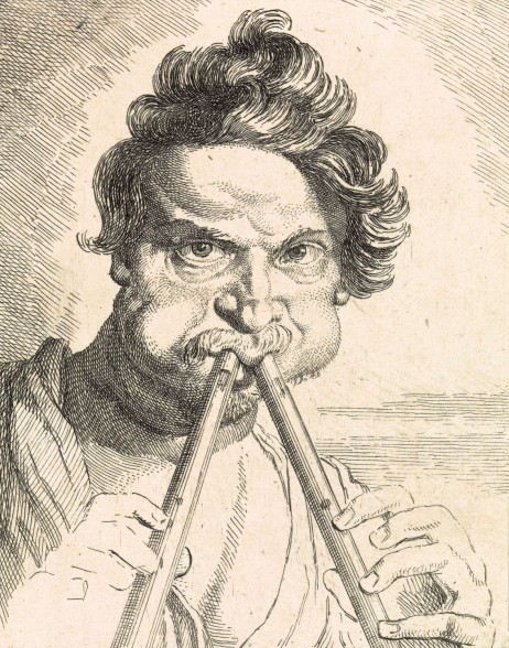PICARD Bernard - Man playing two recorders in the same time