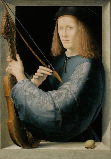 ANONYMOUS - A young man holding a lira da braccio 