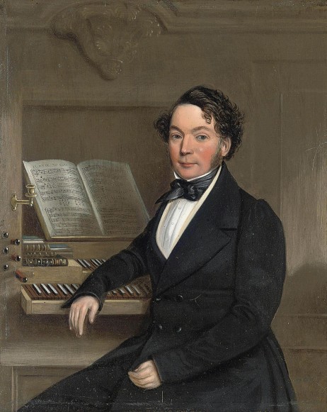 ANONYMOUS - English school, portrait of a gentleman at an organ, early 19th century