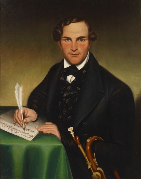 WHEELOCK W.  - Portrait of a gentleman holding a horn while writing music