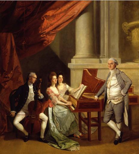 ZOFFANY Johann - Group portrait of the sisters Ann(e) and Sarah Morse at the piano, with members of the Cator family, in Bengal 