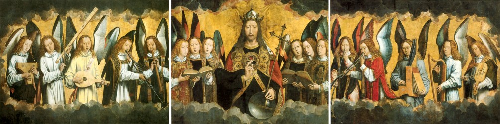 MEMLING Hans - Christ with sing and making music angels