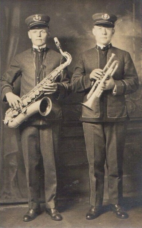 ANONYMOUS - Two Musicians with Saxophone and Trumpet