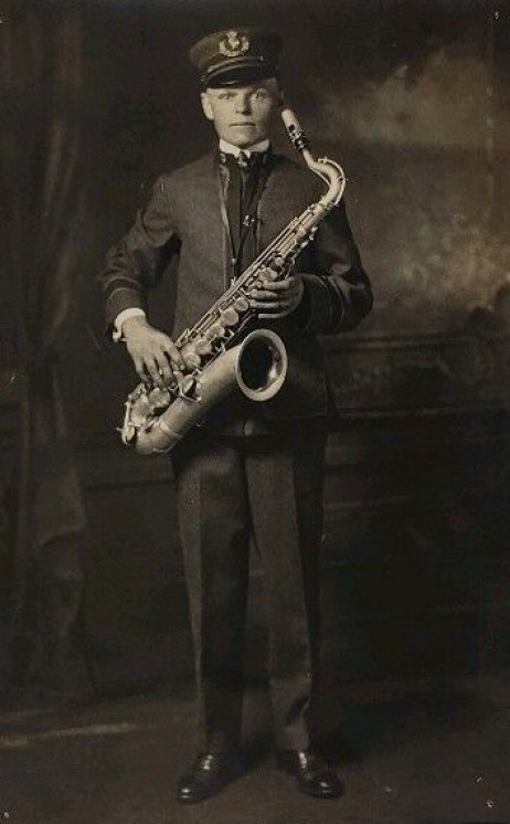 ANONYMOUS - Young Man in Uniform with Saxophone 