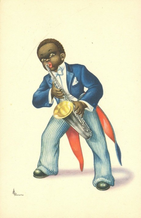ANONYMOUS - Little Black Boy playing a saxophone