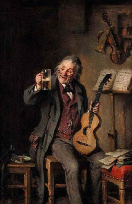 KERN Hermann Armin - A Man Drinking Beer and with a Guitar