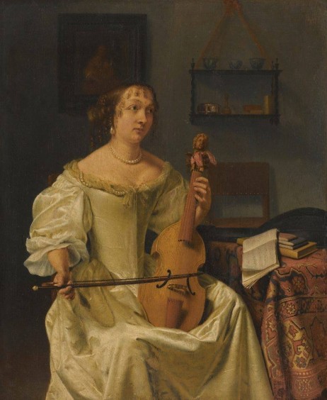 ANONYMOUS - A lady playing a treble viola da gamba
