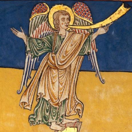 ANONYMOUS - Leaf from a Beatus Manuscript the Seventh Angel Proclaims the Reign of the Lord