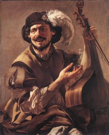 TERBRUGGHEN Hendrick - A laughing bravowith a bass viol and a glass 