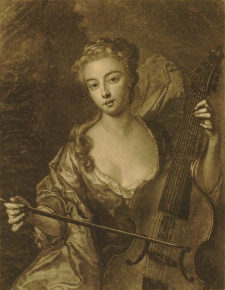 FABER the Younger John - A young woman playing the viol after MERCIER Philippe (1689-1760)   