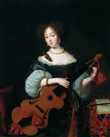 MUSSCHER Michiel Van - Painting of a young lady tuning her viola da gamba 